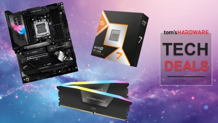 احصل على 32GB Corsair Vengeance RAM مقابل 201$ مع معالج AMD 9850X3D و لوحة X870E للمبتدئين في AM5 PC
