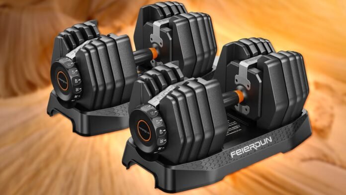 احصل على زوج من FED Fitness 52.5lb Adjustable Dumbbells بنصف سعر Bowflex SelectTech في بيئات الألعاب
