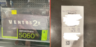 مستخدم يقتني بطاقة RTX 5060 Ti بسعر $80 بدلاً من $420 في تخفيضات Walmart مع ترقية من GTX 1060
